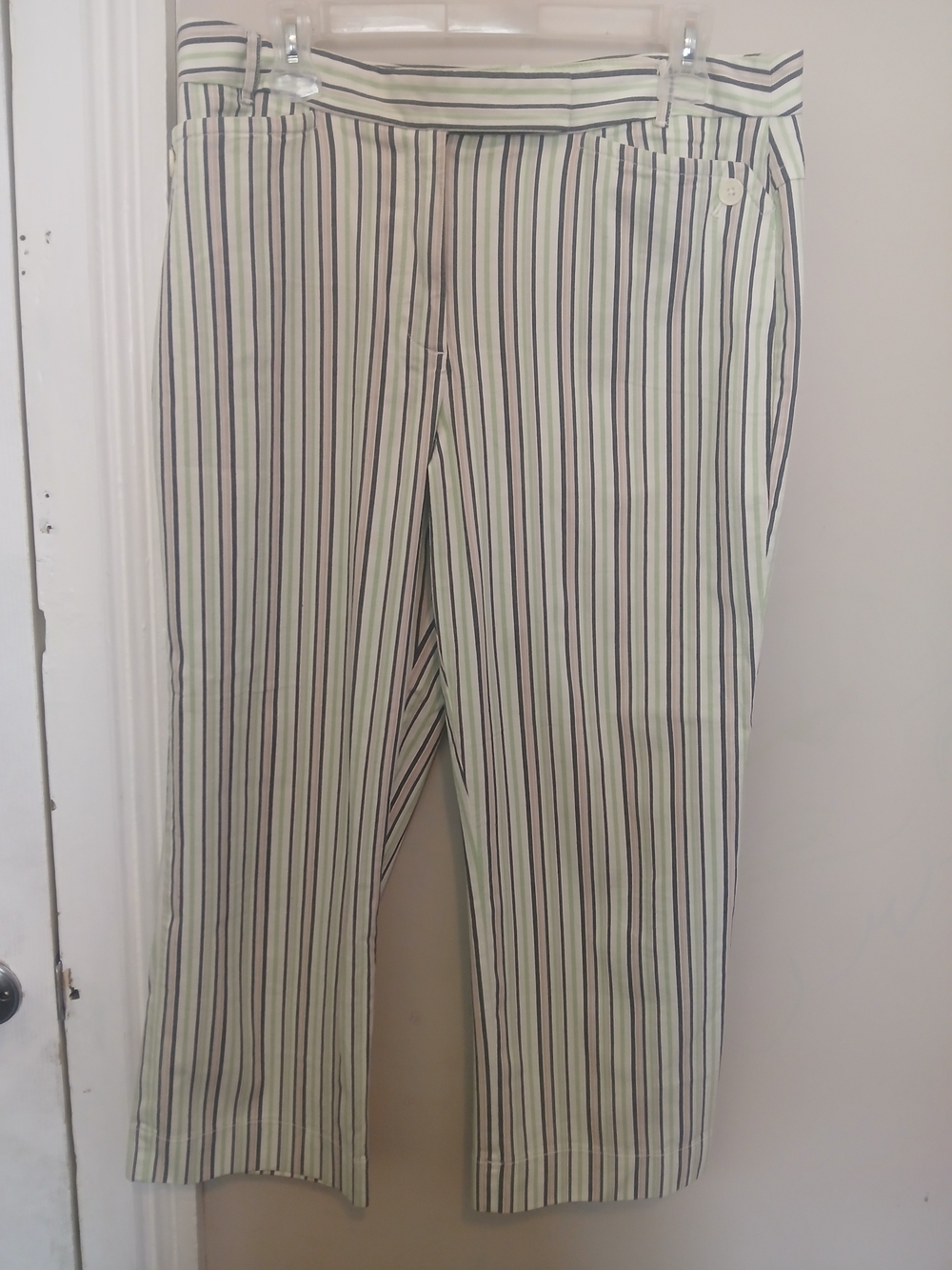 LOFT Cropped Cotton Striped Pants